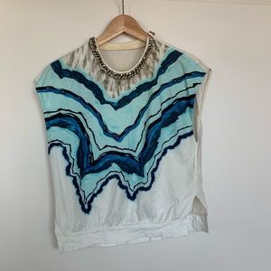 Blouse with embroidered stones